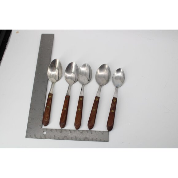5 Washington Forge Stainless TOWN & COUNTRY Walnut Spoon 93801 Canoe Muffin - Picture 3 of 4